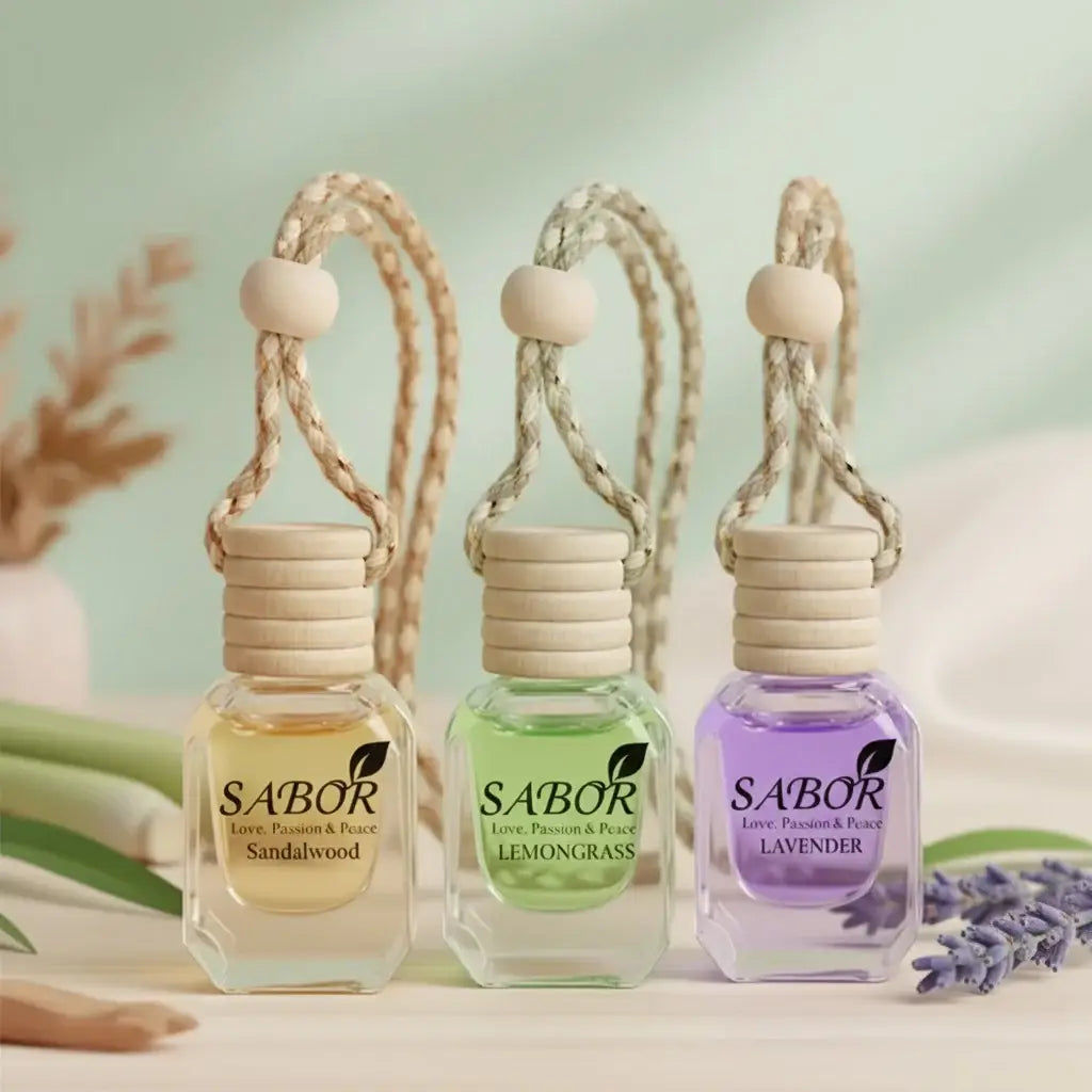 Sabor Car Diffuser - Pack of 3 (Lavender, Sandalwood & Lemongrass)